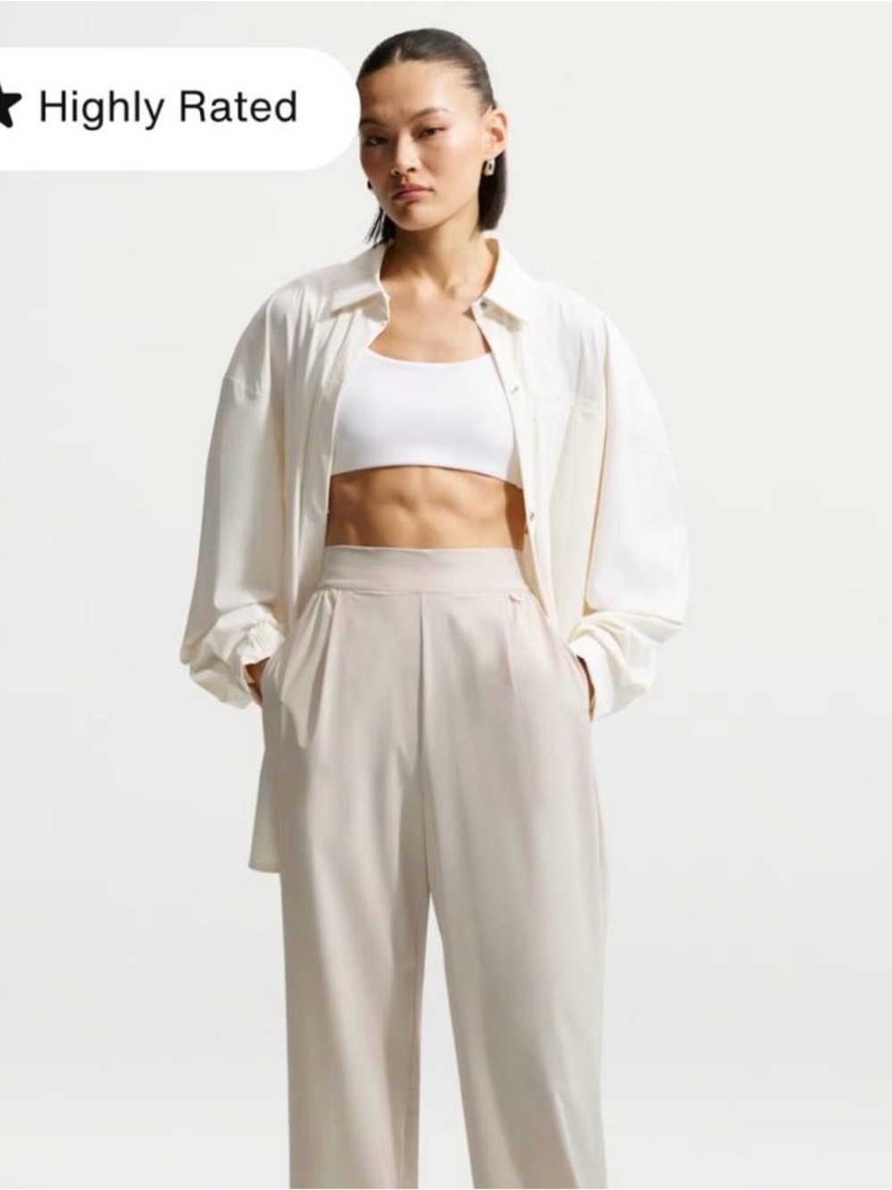 Nike Wide-Leg High-Rise Pants in Cream
